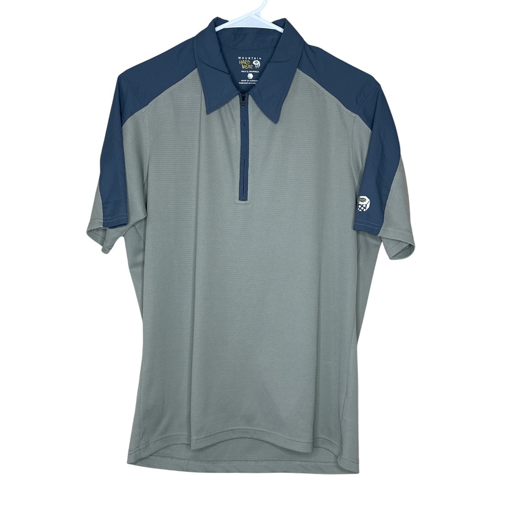 Mountain Hardwear 1/4 Zip‎ Polo Shirt Men's Gray/Blue Hiking Performance Gorp M